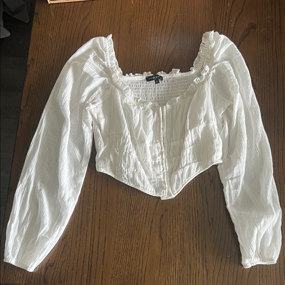 Kendall & Kylie White Ruffle Blouse